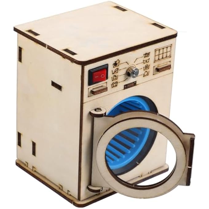 1 SET DIY TECHNOLOGY MATERIALS SCIENCE KITS, WOODEN JIGSAW PUZZLES, 3D PUZZLES DIY PROJECTS, SCIENCE EXPERIMENT WOODEN JIGSAWS KIT KIDS WASHING MACHINE, STEM PROJECTS SCIENCE KITS CRAFTS - Image 1